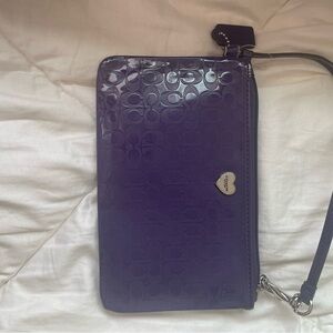 Coach Purple Leather Wristlet Clutch